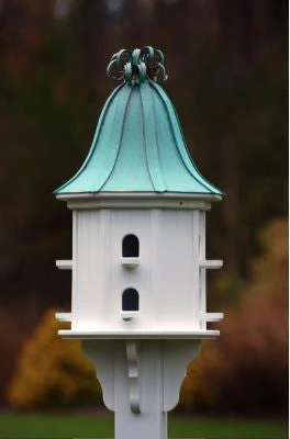 The Birdhouse Chick Copper Roof Birdhouses Copper Roof Dovecote Birdhouse 36x14 Ribbon Detail- 8 Perches