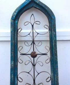 Hand Crafted Plaques, Stepping Stones & Wall Decor Rustic Window Frame Arch- Green Or Blue