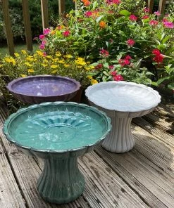 The Birdhouse Chick Short Ceramic Pedestal Bird Bath Staked & Pedestal Bird Baths