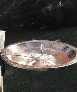 The Birdhouse Chick Solar Bubbler Copper Bird Bath W/ Hanger