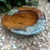 The Birdhouse Chick Teak And White Ground Bird Bath Deck & Ground Bird Baths